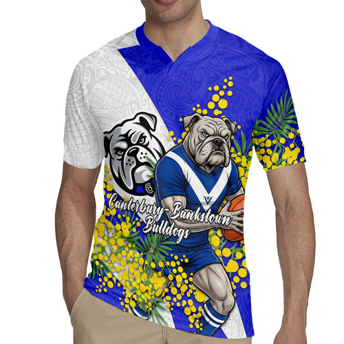 Canterbury Bankstown Bulldogs Rugby Jersey Golden Wattle Floral Polynesian - Australian Flower - Rugby Mascot