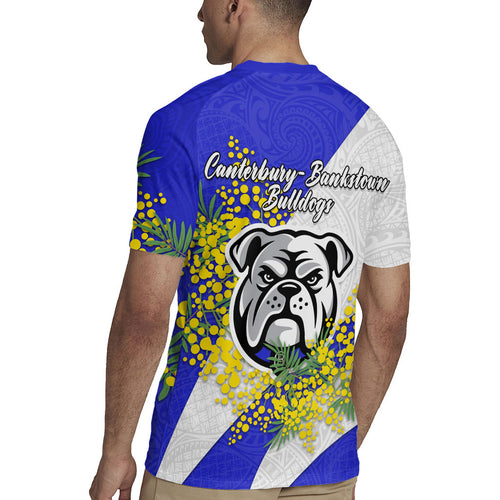 Canterbury Bankstown Bulldogs Rugby Jersey Golden Wattle Floral Polynesian - Australian Flower - Rugby Mascot