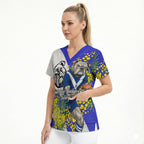 Canterbury Bankstown Bulldogs Scrub Top Golden Wattle Floral Polynesian - Australian Flower - Rugby Mascot