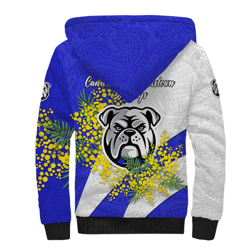 Canterbury Bankstown Bulldogs Sherpa Hoodie Golden Wattle Floral Polynesian - Australian Flower - Rugby Mascot