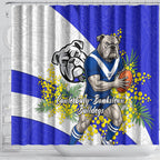 Canterbury Bankstown Bulldogs Shower Curtain Golden Wattle Floral Polynesian - Australian Flower - Rugby Mascot