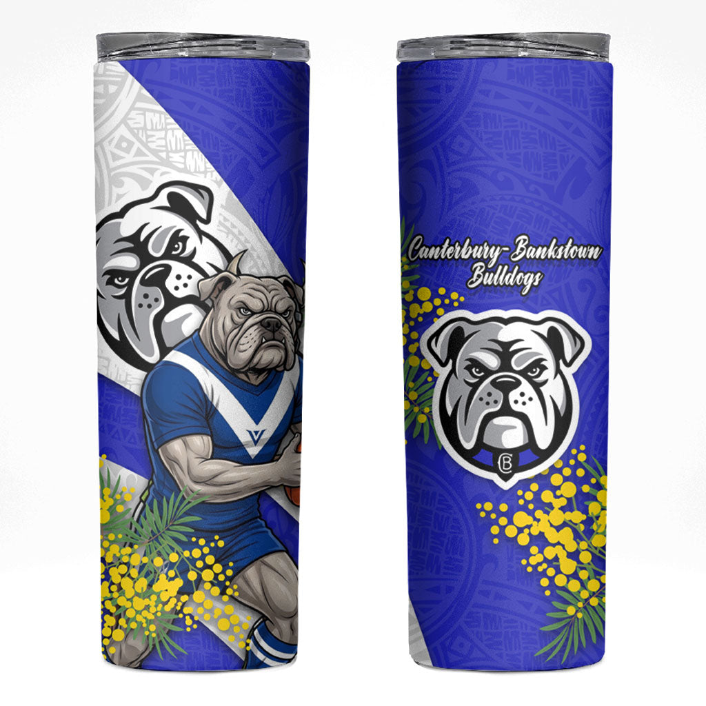 Canterbury Bankstown Bulldogs Skinny Tumbler Golden Wattle Floral Polynesian - Australian Flower - Rugby Mascot
