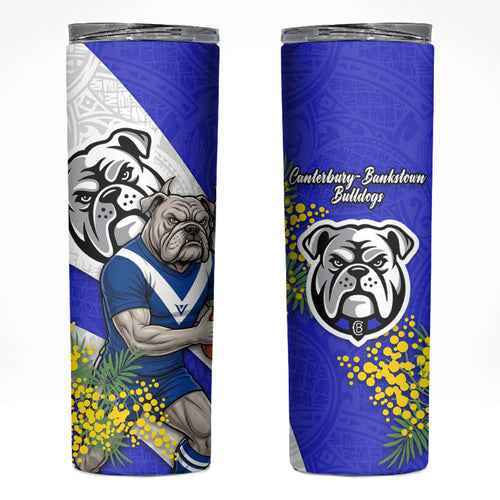 Canterbury Bankstown Bulldogs Skinny Tumbler Golden Wattle Floral Polynesian - Australian Flower - Rugby Mascot