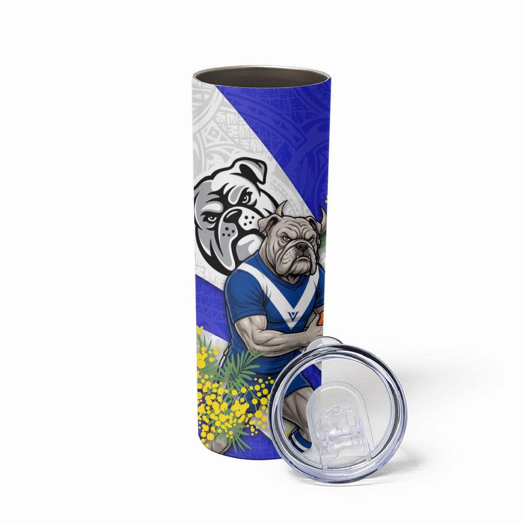 Canterbury Bankstown Bulldogs Skinny Tumbler Golden Wattle Floral Polynesian - Australian Flower - Rugby Mascot
