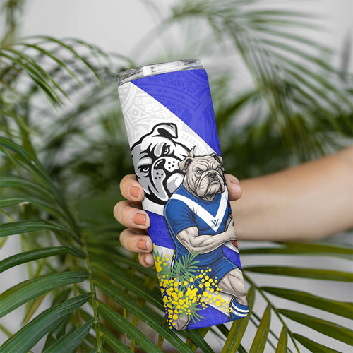 Canterbury Bankstown Bulldogs Skinny Tumbler Golden Wattle Floral Polynesian - Australian Flower - Rugby Mascot