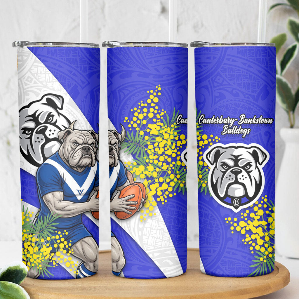 Canterbury Bankstown Bulldogs Skinny Tumbler Golden Wattle Floral Polynesian - Australian Flower - Rugby Mascot