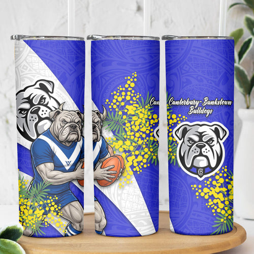 Canterbury Bankstown Bulldogs Skinny Tumbler Golden Wattle Floral Polynesian - Australian Flower - Rugby Mascot