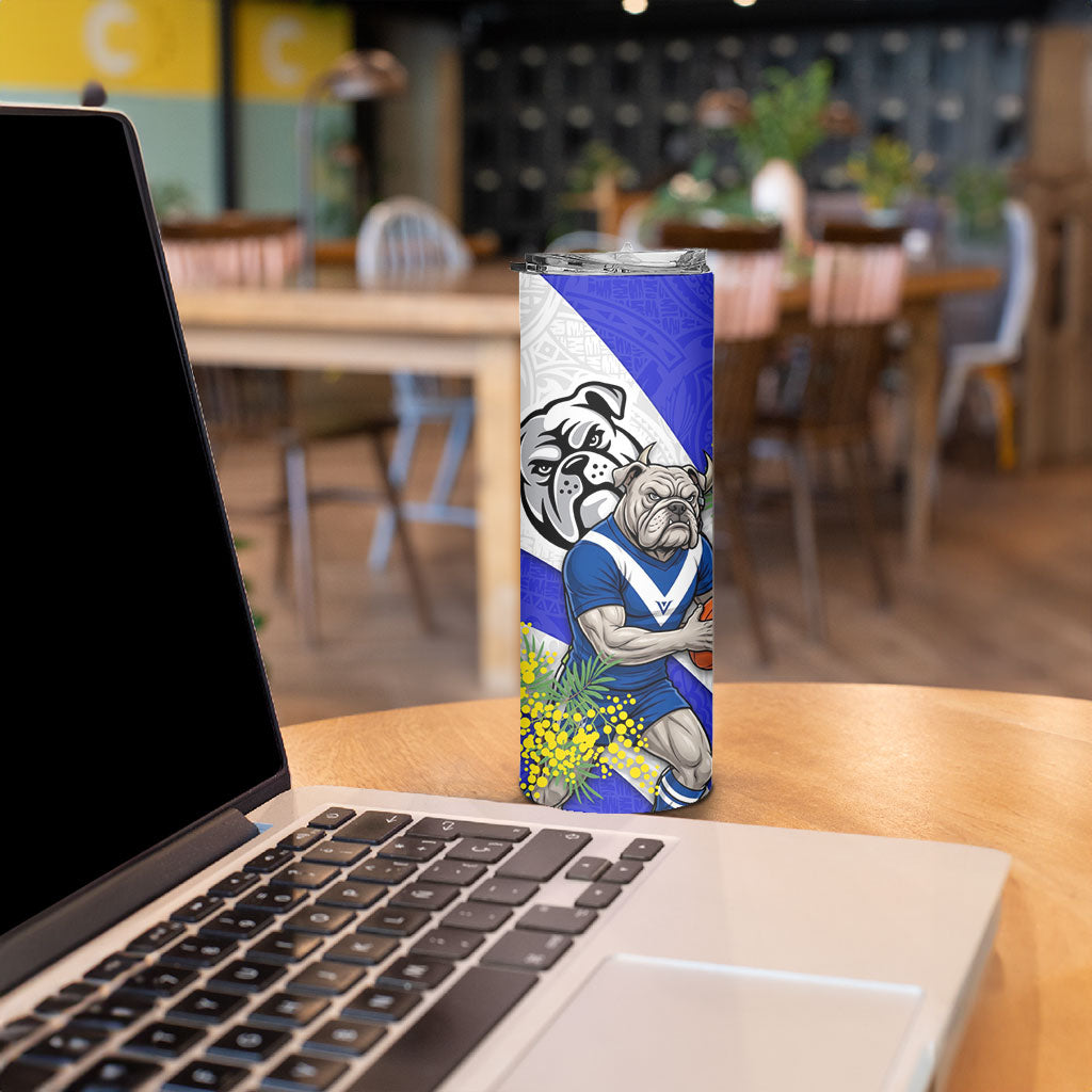 Canterbury Bankstown Bulldogs Skinny Tumbler Golden Wattle Floral Polynesian - Australian Flower - Rugby Mascot