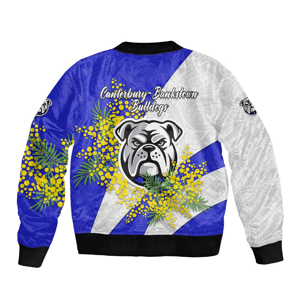 Canterbury Bankstown Bulldogs Sleeve Zip Bomber Jacket Golden Wattle Floral Polynesian - Australian Flower - Rugby Mascot