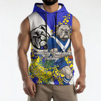 Canterbury Bankstown Bulldogs Sleeveless Hoodie Golden Wattle Floral Polynesian - Australian Flower - Rugby Mascot
