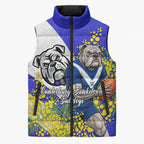 Canterbury Bankstown Bulldogs Sleeveless Puffer Jacket Golden Wattle Floral Polynesian - Australian Flower - Rugby Mascot