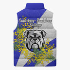Canterbury Bankstown Bulldogs Sleeveless Puffer Jacket Golden Wattle Floral Polynesian - Australian Flower - Rugby Mascot