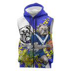 Canterbury Bankstown Bulldogs Sleeveless Zip Hoodie Golden Wattle Floral Polynesian - Australian Flower - Rugby Mascot