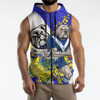 Canterbury Bankstown Bulldogs Sleeveless Zip Hoodie Golden Wattle Floral Polynesian - Australian Flower - Rugby Mascot