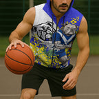 Canterbury Bankstown Bulldogs Sleeveless Zip Hoodie Golden Wattle Floral Polynesian - Australian Flower - Rugby Mascot