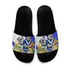 Canterbury Bankstown Bulldogs Slide Sandals Golden Wattle Floral Polynesian - Australian Flower - Rugby Mascot