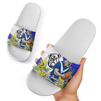 Canterbury Bankstown Bulldogs Slide Sandals Golden Wattle Floral Polynesian - Australian Flower - Rugby Mascot