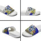Canterbury Bankstown Bulldogs Slide Sandals Golden Wattle Floral Polynesian - Australian Flower - Rugby Mascot
