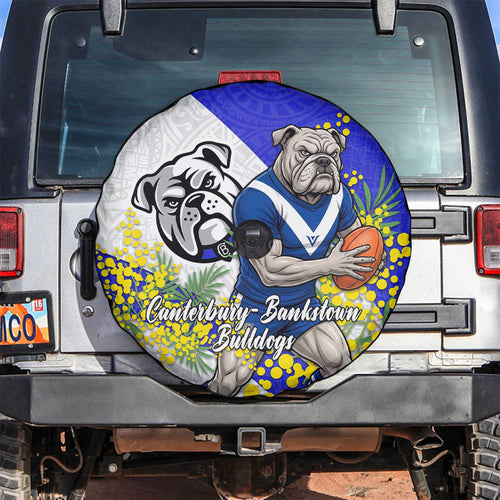 Canterbury Bankstown Bulldogs Spare Tire Cover Golden Wattle Floral Polynesian - Australian Flower - Rugby Mascot