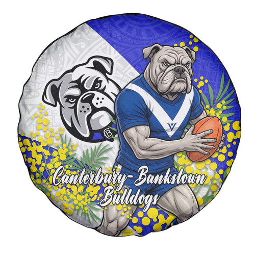 Canterbury Bankstown Bulldogs Spare Tire Cover Golden Wattle Floral Polynesian - Australian Flower - Rugby Mascot