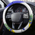Canterbury Bankstown Bulldogs Steering Wheel Cover Golden Wattle Floral Polynesian - Australian Flower - Rugby Mascot