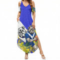 Canterbury Bankstown Bulldogs Summer Maxi Dress Golden Wattle Floral Polynesian - Australian Flower - Rugby Mascot