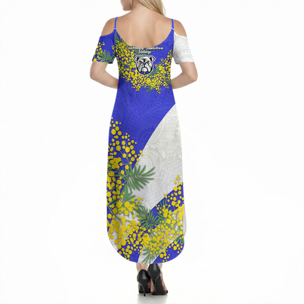 Canterbury Bankstown Bulldogs Summer Maxi Dress Golden Wattle Floral Polynesian - Australian Flower - Rugby Mascot