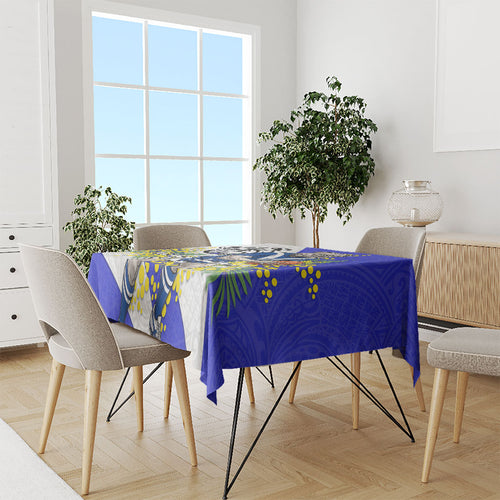Canterbury Bankstown Bulldogs Tablecloth Golden Wattle Floral Polynesian - Australian Flower - Rugby Mascot