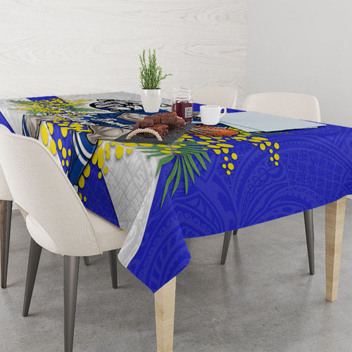 Canterbury Bankstown Bulldogs Tablecloth Golden Wattle Floral Polynesian - Australian Flower - Rugby Mascot