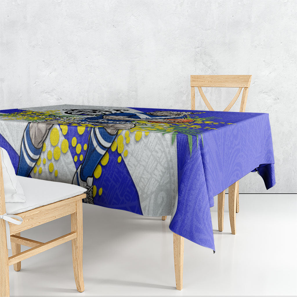 Canterbury Bankstown Bulldogs Tablecloth Golden Wattle Floral Polynesian - Australian Flower - Rugby Mascot