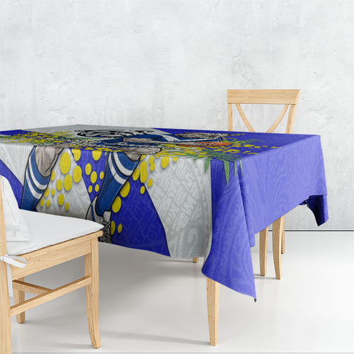 Canterbury Bankstown Bulldogs Tablecloth Golden Wattle Floral Polynesian - Australian Flower - Rugby Mascot