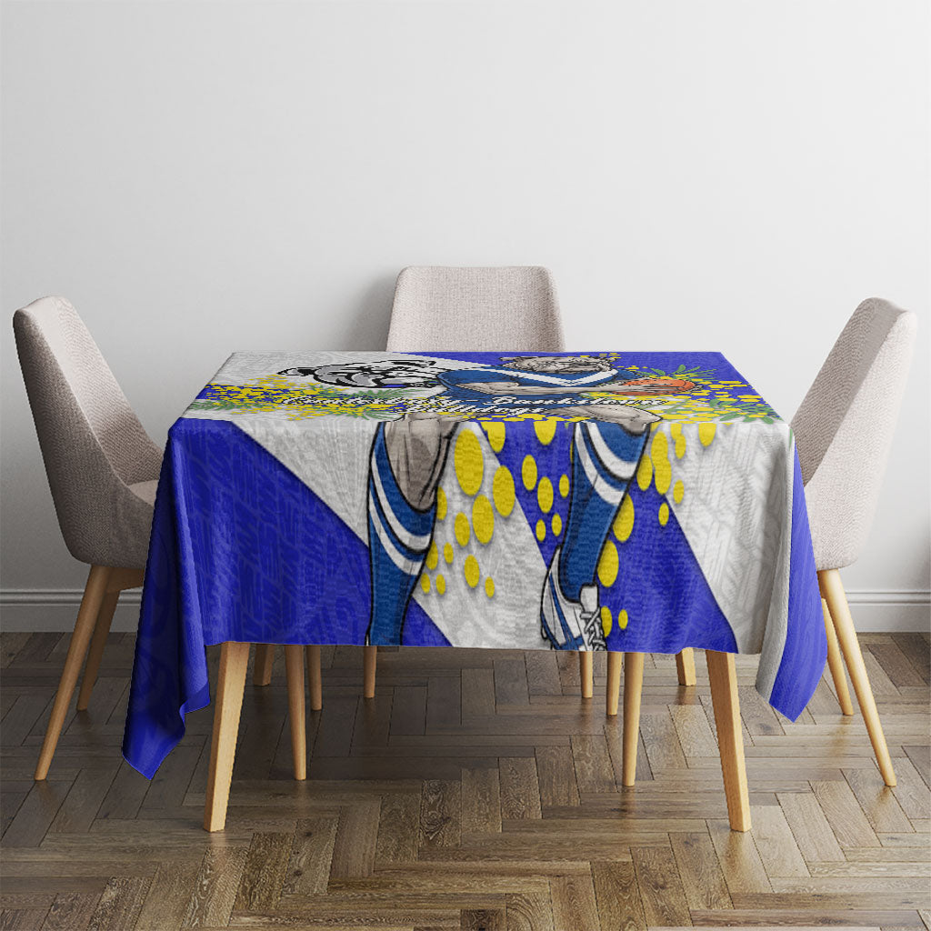Canterbury Bankstown Bulldogs Tablecloth Golden Wattle Floral Polynesian - Australian Flower - Rugby Mascot