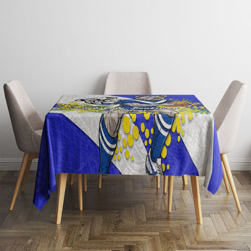 Canterbury Bankstown Bulldogs Tablecloth Golden Wattle Floral Polynesian - Australian Flower - Rugby Mascot