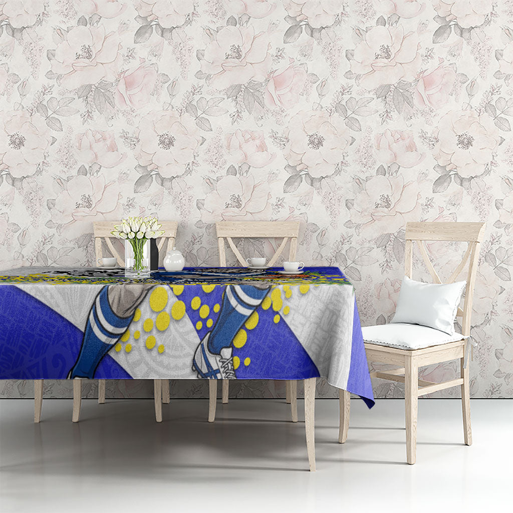 Canterbury Bankstown Bulldogs Tablecloth Golden Wattle Floral Polynesian - Australian Flower - Rugby Mascot