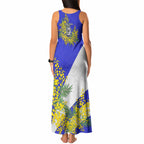 Canterbury Bankstown Bulldogs Tank Maxi Dress Golden Wattle Floral Polynesian - Australian Flower - Rugby Mascot