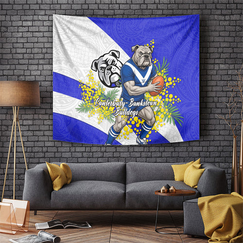 Canterbury Bankstown Bulldogs Tapestry Golden Wattle Floral Polynesian - Australian Flower - Rugby Mascot