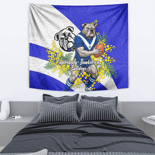 Canterbury Bankstown Bulldogs Tapestry Golden Wattle Floral Polynesian - Australian Flower - Rugby Mascot