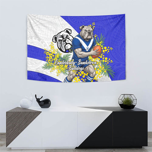 Canterbury Bankstown Bulldogs Tapestry Golden Wattle Floral Polynesian - Australian Flower - Rugby Mascot