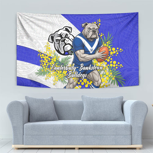 Canterbury Bankstown Bulldogs Tapestry Golden Wattle Floral Polynesian - Australian Flower - Rugby Mascot