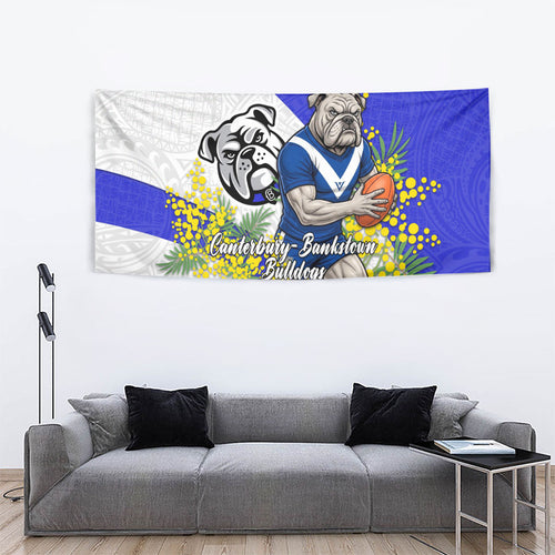 Canterbury Bankstown Bulldogs Tapestry Golden Wattle Floral Polynesian - Australian Flower - Rugby Mascot