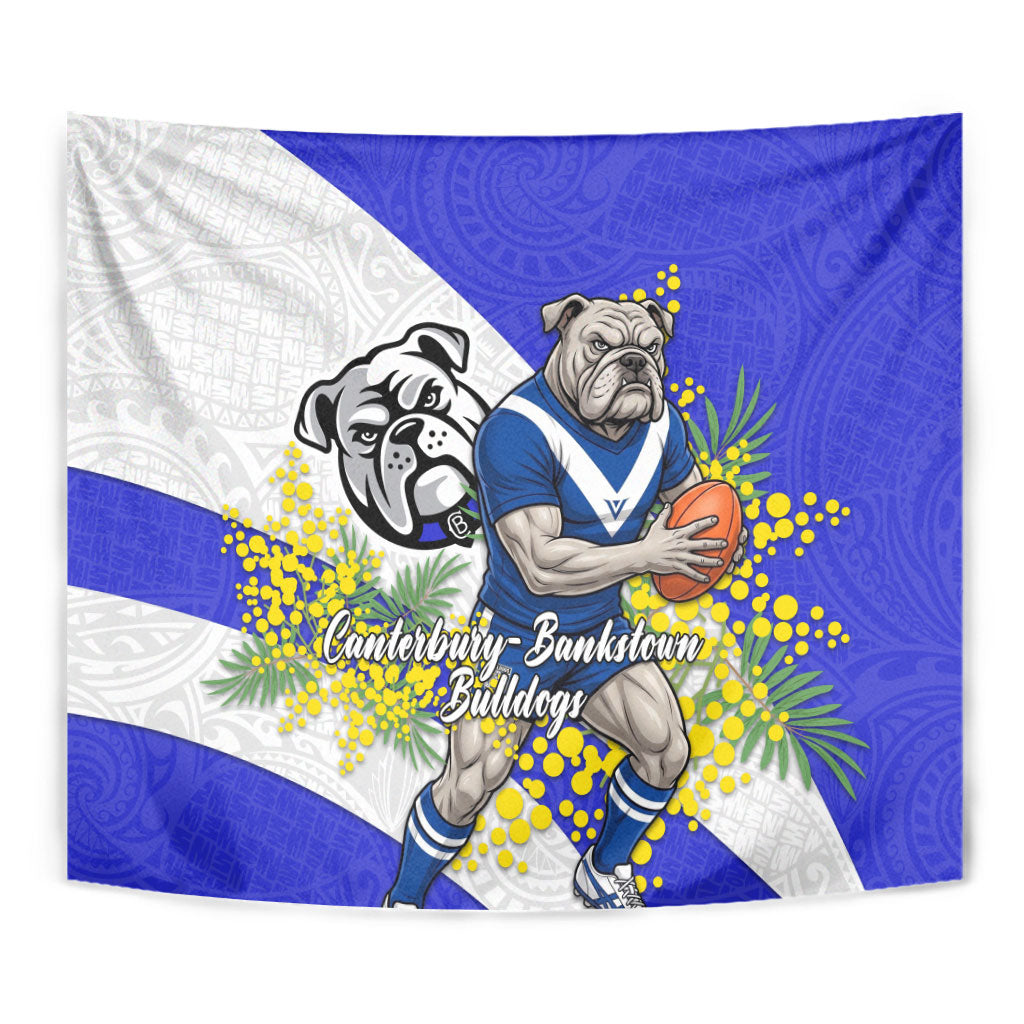 Canterbury Bankstown Bulldogs Tapestry Golden Wattle Floral Polynesian - Australian Flower - Rugby Mascot