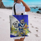 Canterbury Bankstown Bulldogs Tote Bag Golden Wattle Floral Polynesian - Australian Flower - Rugby Mascot