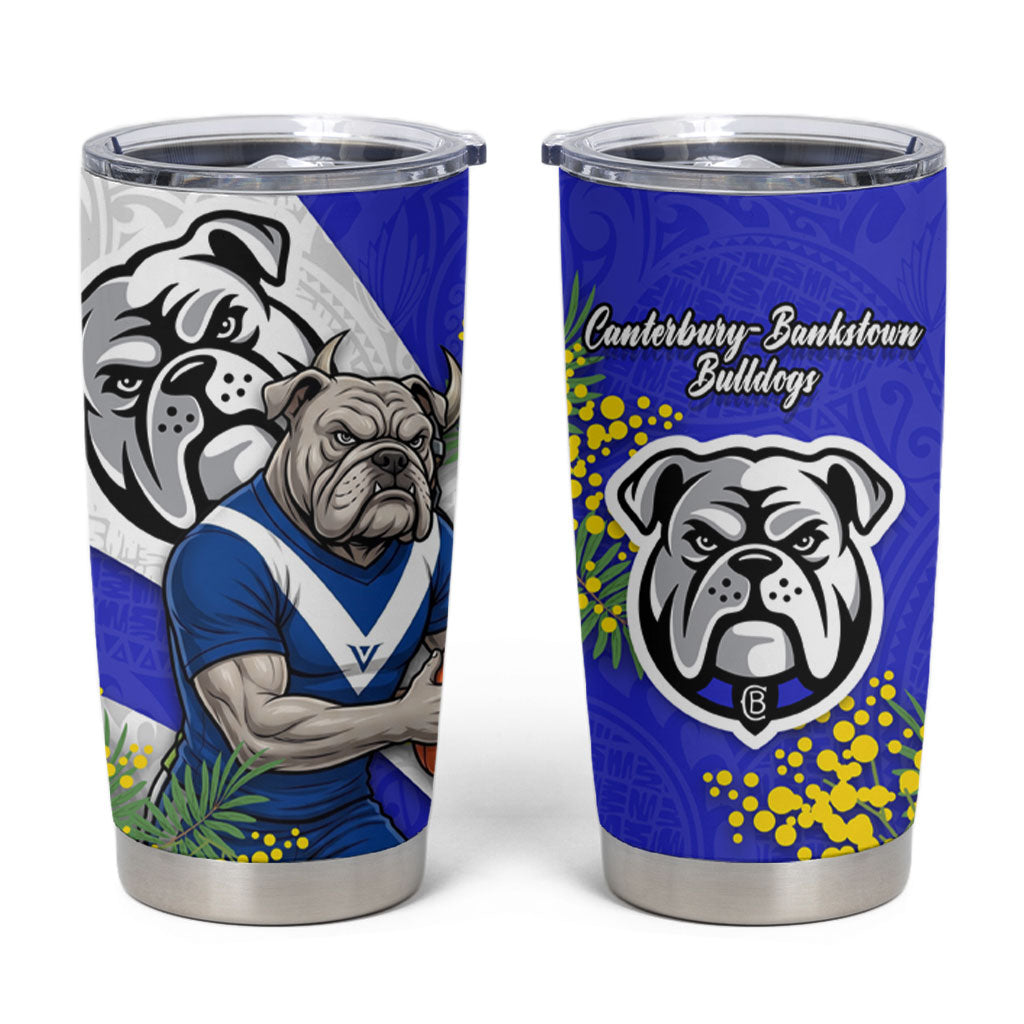 Canterbury Bankstown Bulldogs Tumbler Cup Golden Wattle Floral Polynesian - Australian Flower - Rugby Mascot