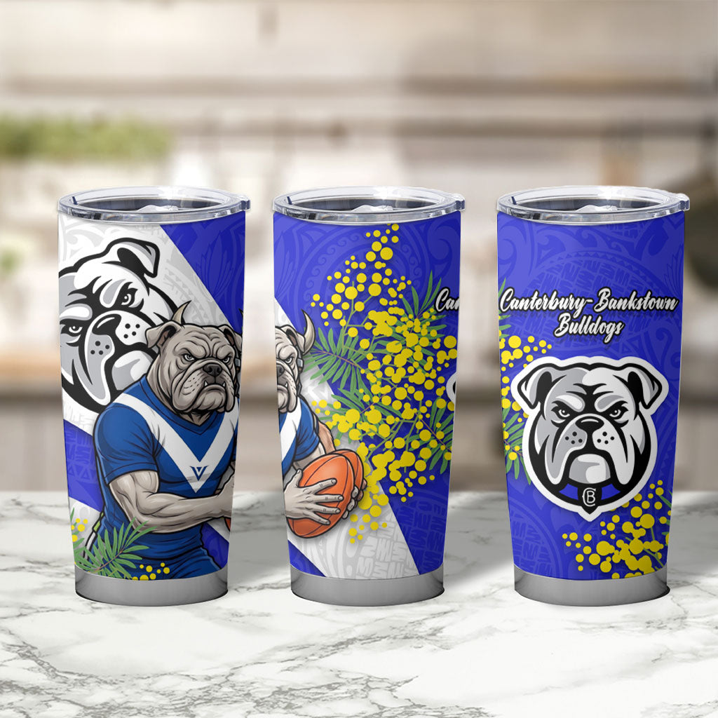 Canterbury Bankstown Bulldogs Tumbler Cup Golden Wattle Floral Polynesian - Australian Flower - Rugby Mascot