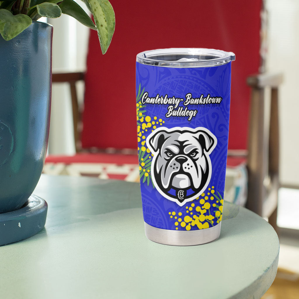 Canterbury Bankstown Bulldogs Tumbler Cup Golden Wattle Floral Polynesian - Australian Flower - Rugby Mascot