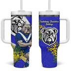 Canterbury Bankstown Bulldogs Tumbler With Handle Golden Wattle Floral Polynesian - Australian Flower - Rugby Mascot