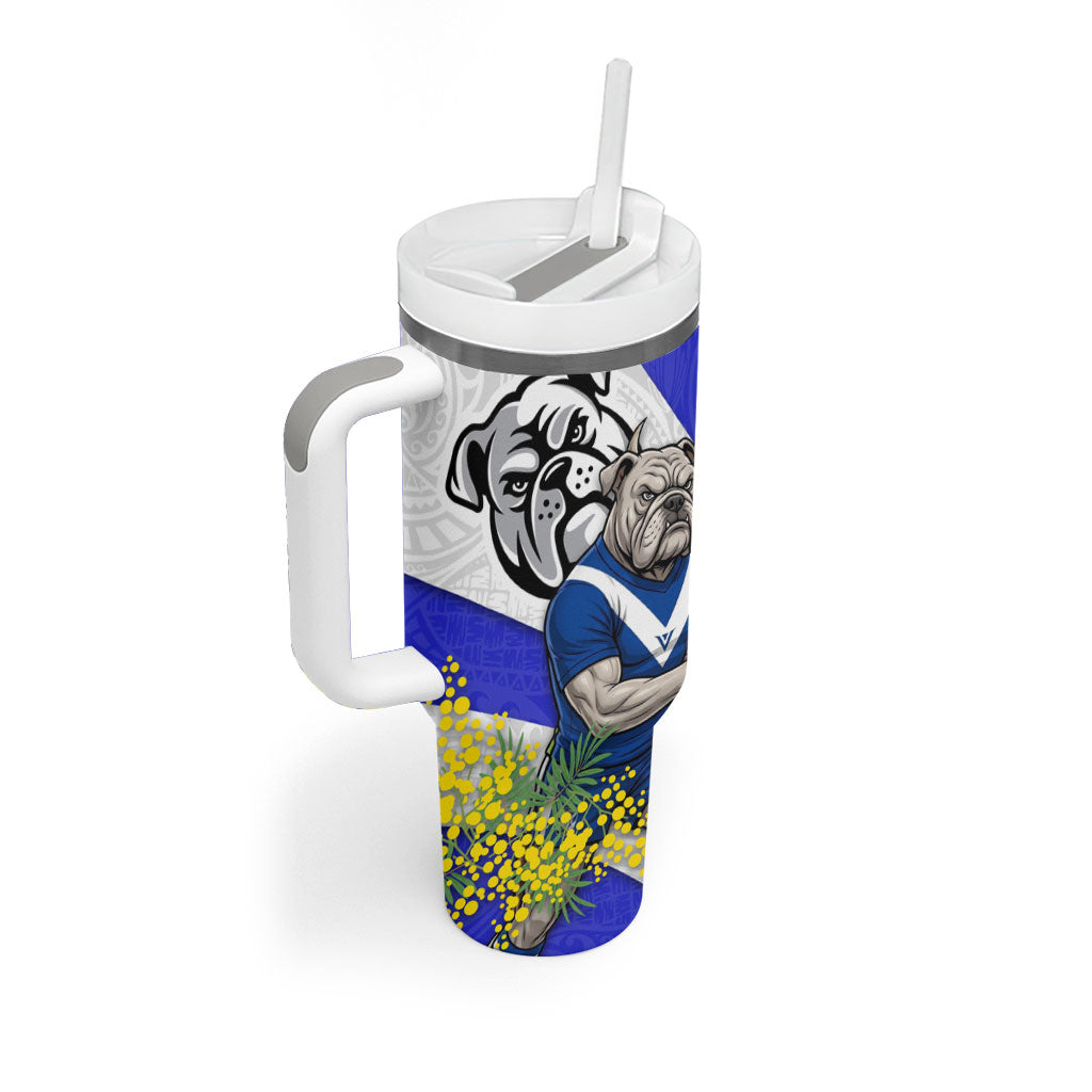 Canterbury Bankstown Bulldogs Tumbler With Handle Golden Wattle Floral Polynesian - Australian Flower - Rugby Mascot
