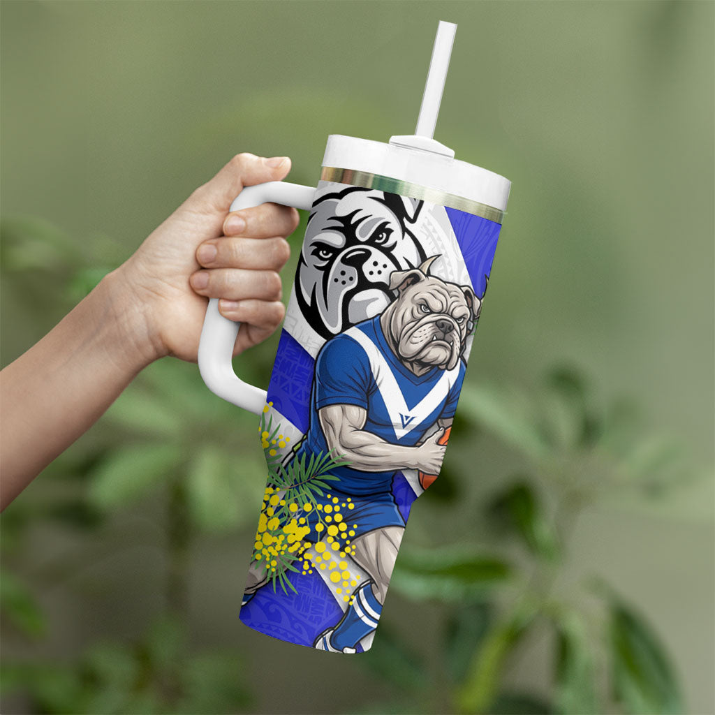 Canterbury Bankstown Bulldogs Tumbler With Handle Golden Wattle Floral Polynesian - Australian Flower - Rugby Mascot
