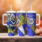 Canterbury Bankstown Bulldogs Tumbler With Handle Golden Wattle Floral Polynesian - Australian Flower - Rugby Mascot