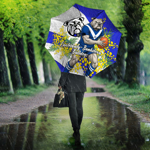 Canterbury Bankstown Bulldogs Umbrella Golden Wattle Floral Polynesian - Australian Flower - Rugby Mascot